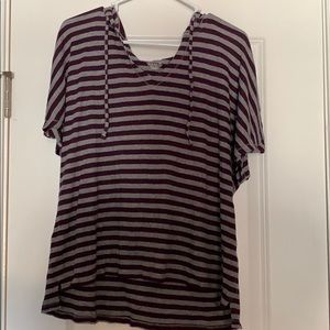 Purple and Gray Short Sleeve Hoodie